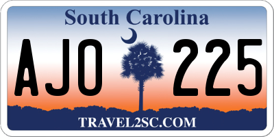 SC license plate AJO225