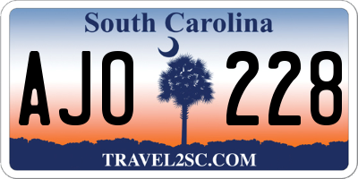SC license plate AJO228