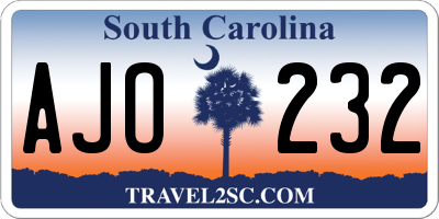 SC license plate AJO232