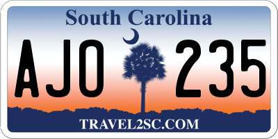 SC license plate AJO235