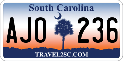 SC license plate AJO236
