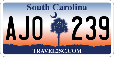 SC license plate AJO239