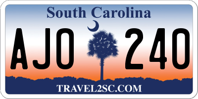 SC license plate AJO240