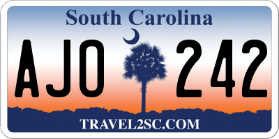 SC license plate AJO242