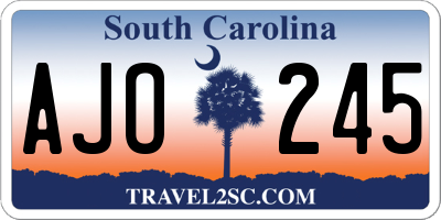 SC license plate AJO245