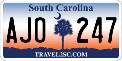 SC license plate AJO247