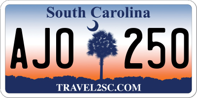 SC license plate AJO250