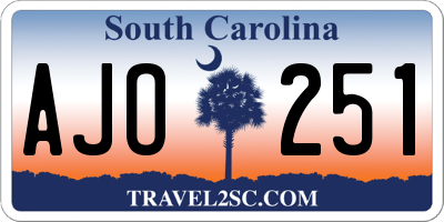 SC license plate AJO251