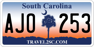SC license plate AJO253