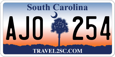 SC license plate AJO254