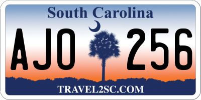 SC license plate AJO256