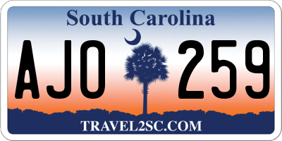 SC license plate AJO259
