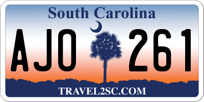 SC license plate AJO261
