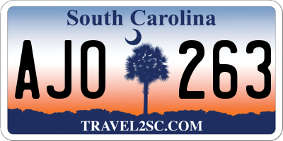 SC license plate AJO263