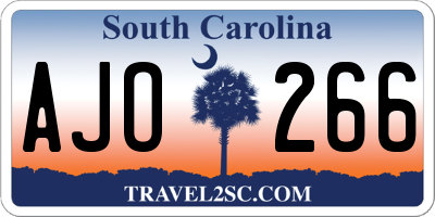 SC license plate AJO266