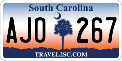 SC license plate AJO267
