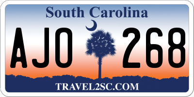 SC license plate AJO268