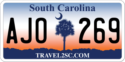 SC license plate AJO269