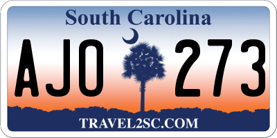 SC license plate AJO273