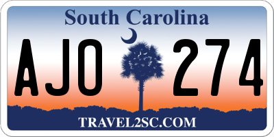 SC license plate AJO274