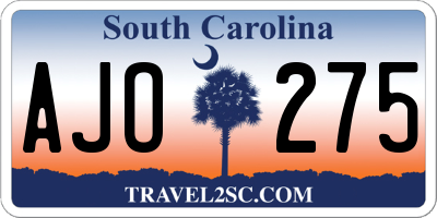 SC license plate AJO275