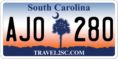 SC license plate AJO280