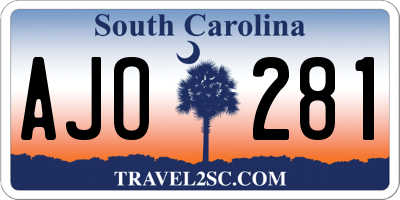 SC license plate AJO281