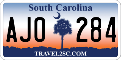 SC license plate AJO284
