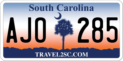 SC license plate AJO285