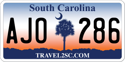 SC license plate AJO286