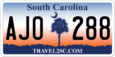 SC license plate AJO288