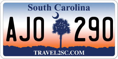 SC license plate AJO290