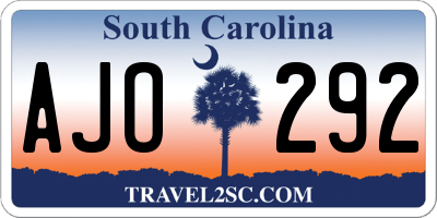 SC license plate AJO292