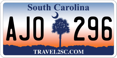 SC license plate AJO296