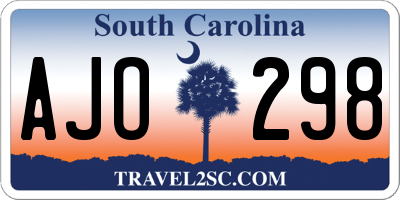 SC license plate AJO298