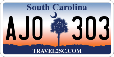 SC license plate AJO303
