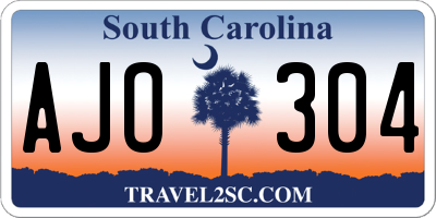 SC license plate AJO304