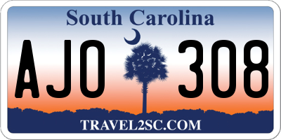 SC license plate AJO308