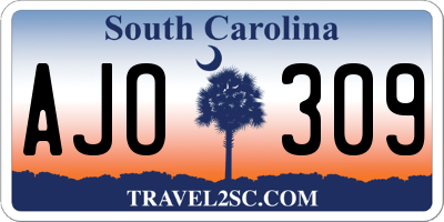 SC license plate AJO309