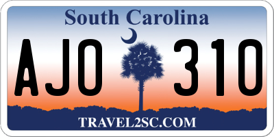 SC license plate AJO310