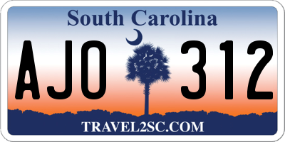 SC license plate AJO312