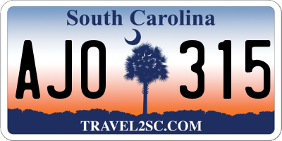 SC license plate AJO315