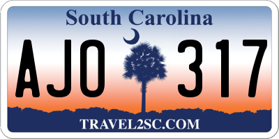 SC license plate AJO317