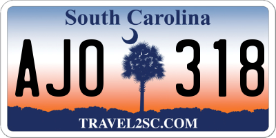 SC license plate AJO318