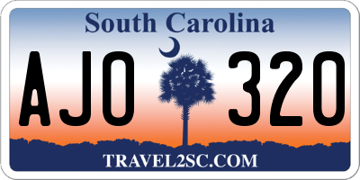 SC license plate AJO320