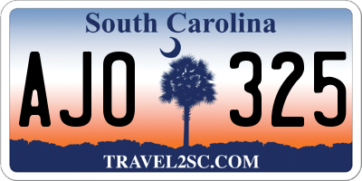 SC license plate AJO325