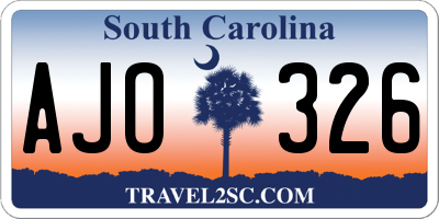 SC license plate AJO326