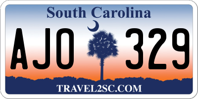 SC license plate AJO329