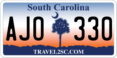 SC license plate AJO330
