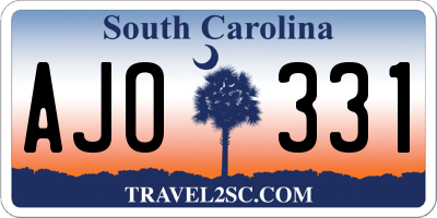 SC license plate AJO331